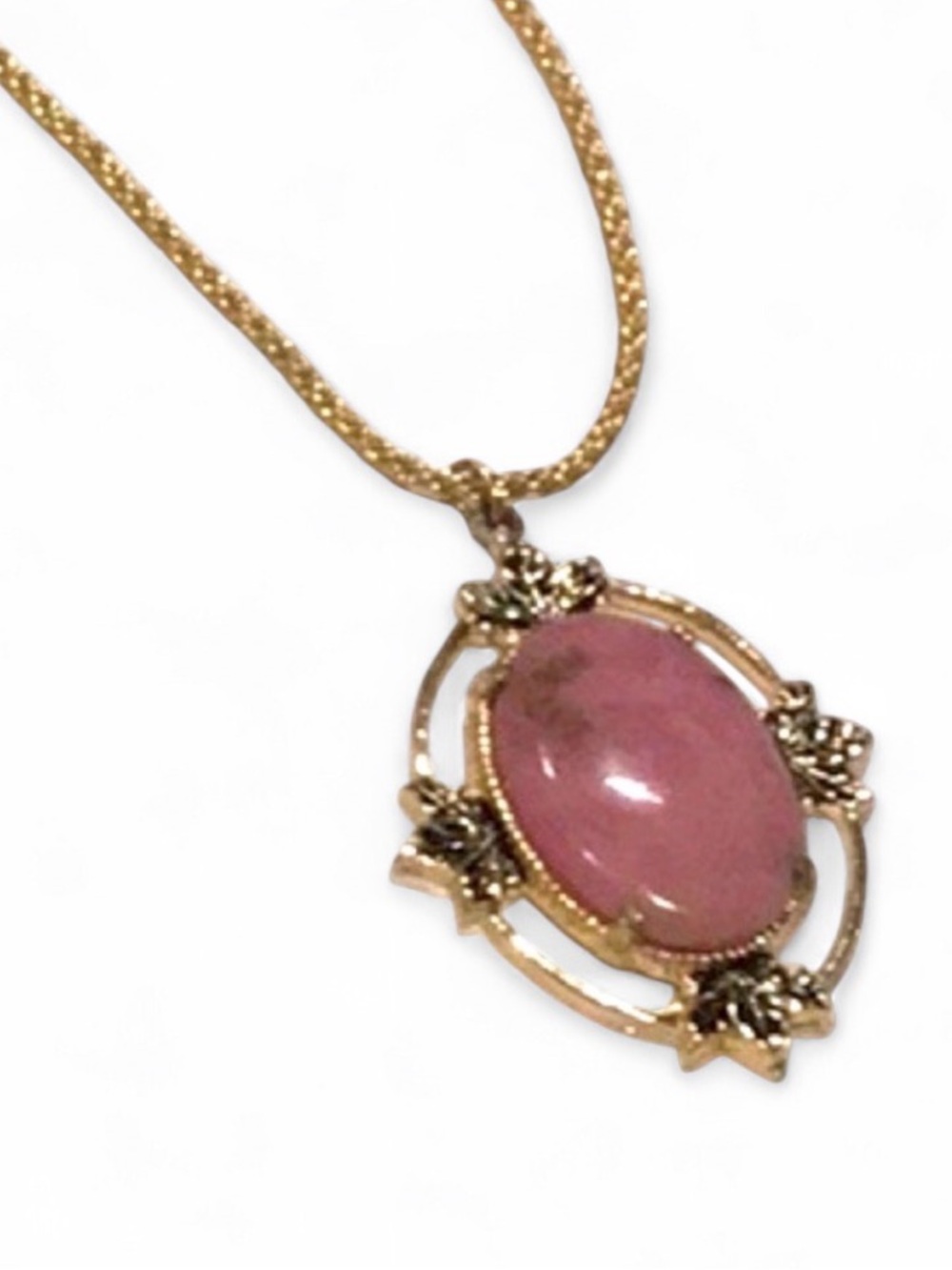 Vintage Pink Agate Pendant Necklace